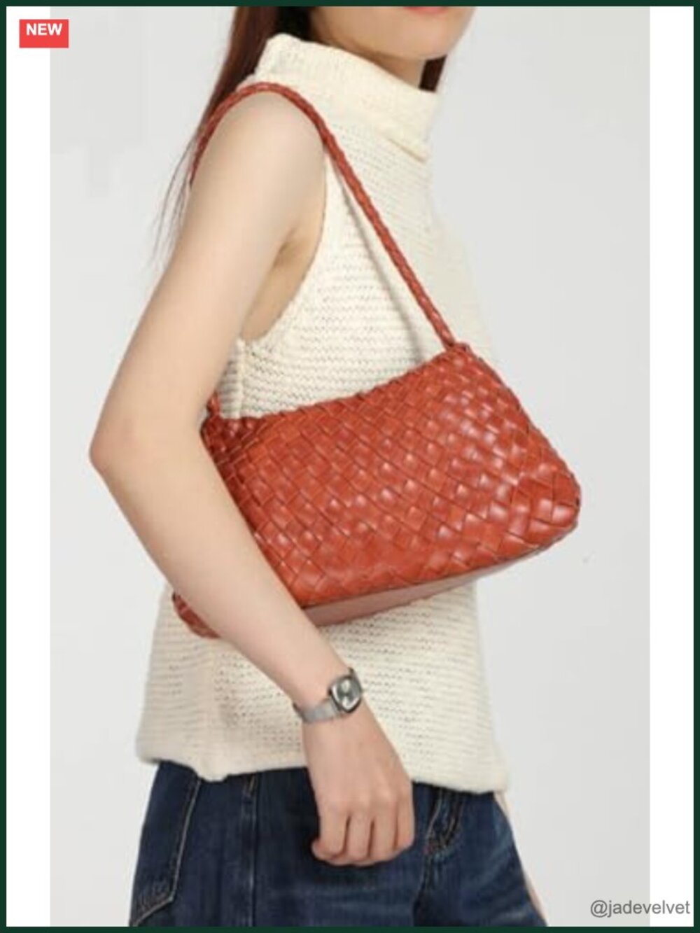 Suede Woven Hobo Bag Faux Leather Shoulder Tote Purse Trendy - Picture 3 of 6